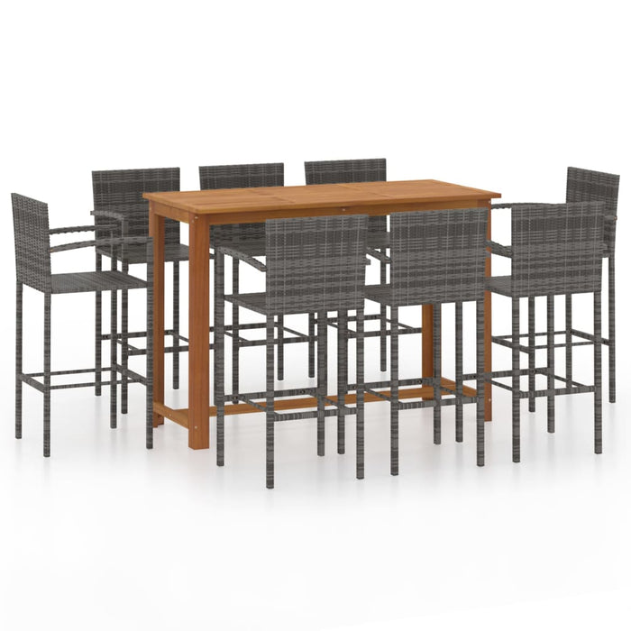 Set mobilier bar de grădină, 9 piese, gri - WALTI WALTI