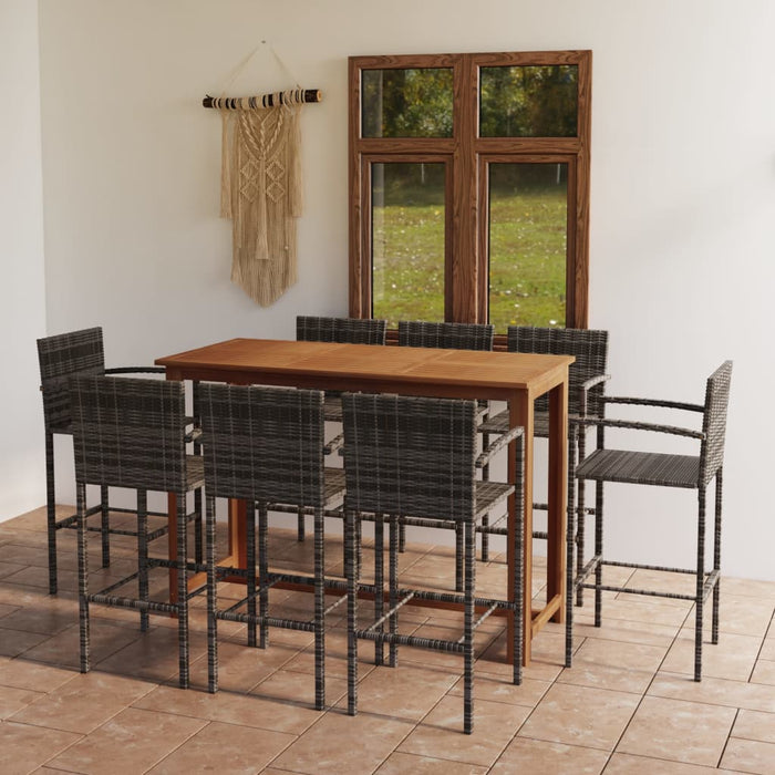 Set mobilier bar de grădină, 9 piese, gri - WALTI WALTI
