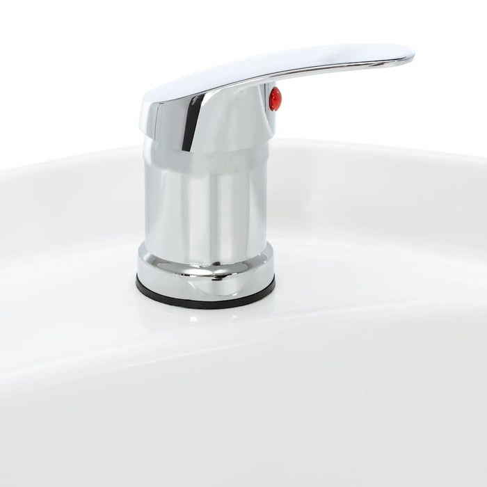 Scaun de spălare salon, cu lavoar, alb, piele ecologică WALTI