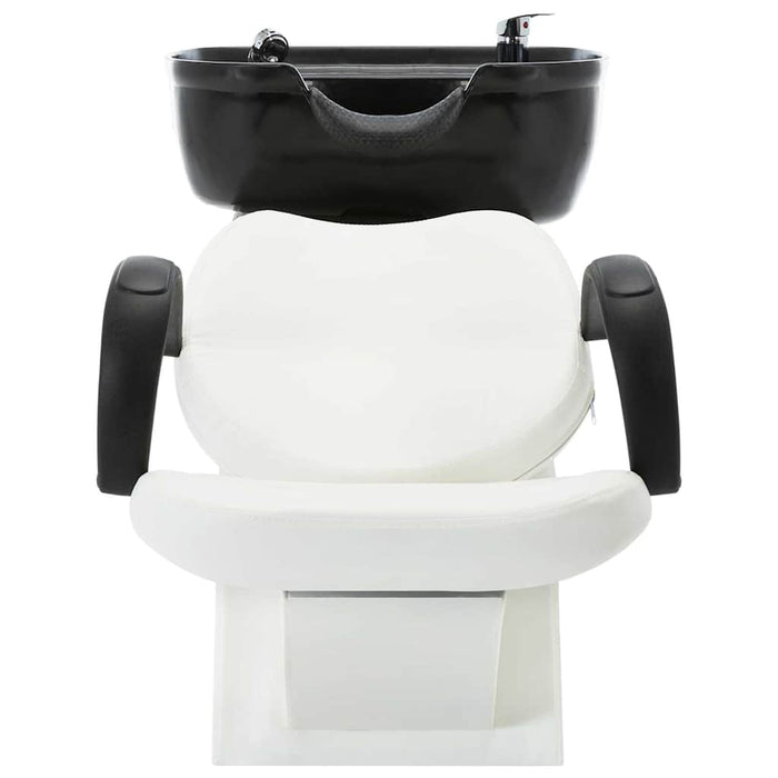 Scaun șamponare salon, cu lavoar, negru și alb, piele ecologică WALTI