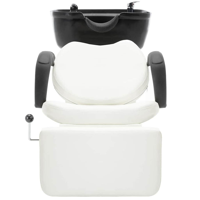 Scaun șamponare salon, cu lavoar, negru și alb, piele ecologică WALTI
