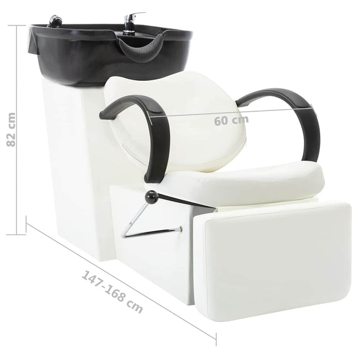 Scaun șamponare salon, cu lavoar, negru și alb, piele ecologică WALTI