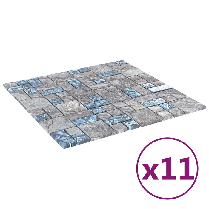 Plăci mozaic 11 pcs Gri și Albastru 50 x 50 cm Sticlă - WALTI WALTI