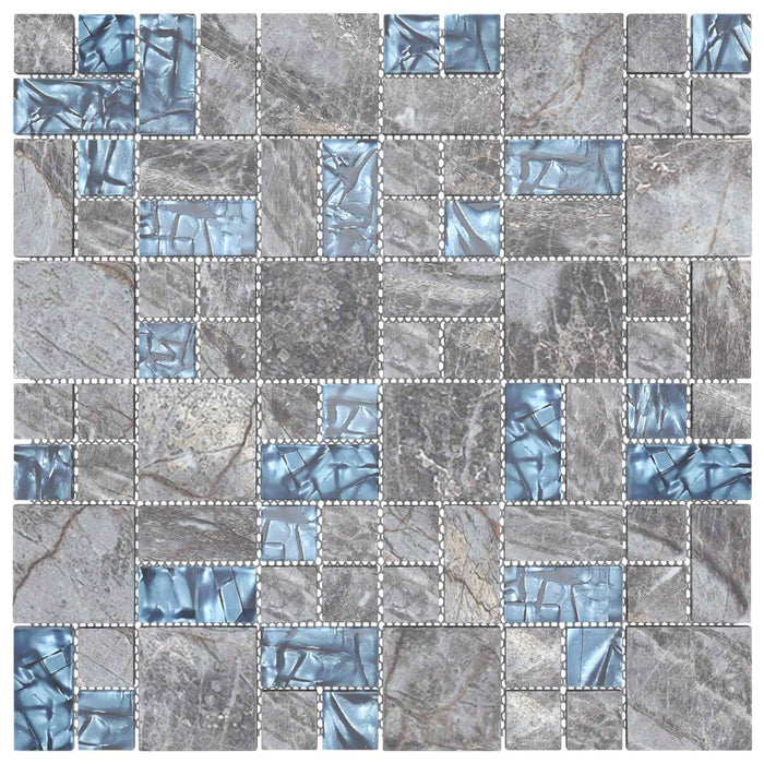 Plăci mozaic 22 pcs Gri și Albastru 50 x 50 cm Sticlă - WALTI WALTI