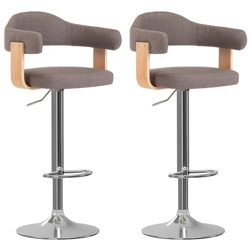 Scaune de bar 2 buc. gri taupe lemn curbat și material textil - WALTI WALTI