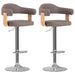Scaune de bar 2 buc. gri taupe lemn curbat și material textil - WALTI WALTI