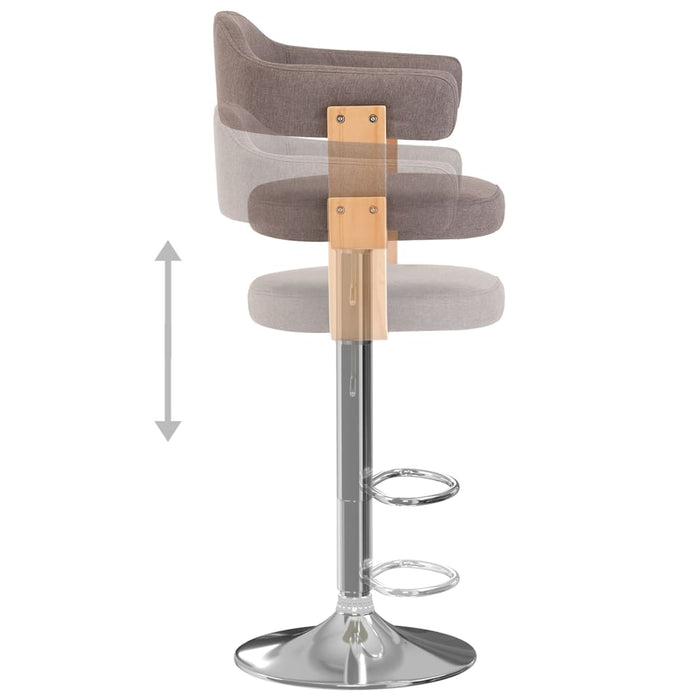 Scaune de bar 2 buc. gri taupe lemn curbat și material textil - WALTI WALTI