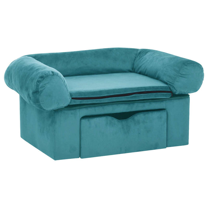 Canapea pentru câini cu depozitare Turcoaz 75 x 50 x 38cm Pluș WALTI