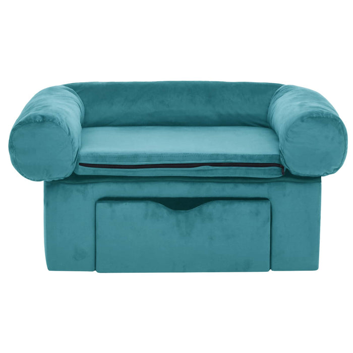 Canapea pentru câini cu depozitare Turcoaz 75 x 50 x 38cm Pluș WALTI