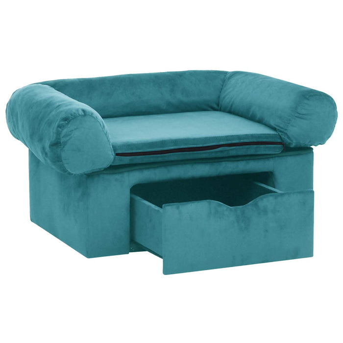 Canapea pentru câini cu depozitare Turcoaz 75 x 50 x 38cm Pluș WALTI