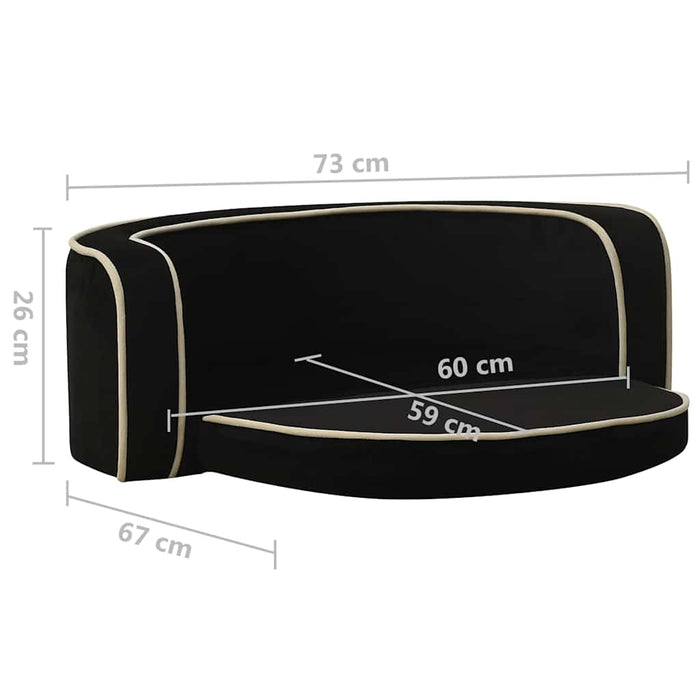 Canapea pliabilă de câini negru 73x67x26 cm pernă pluș lavabilă WALTI