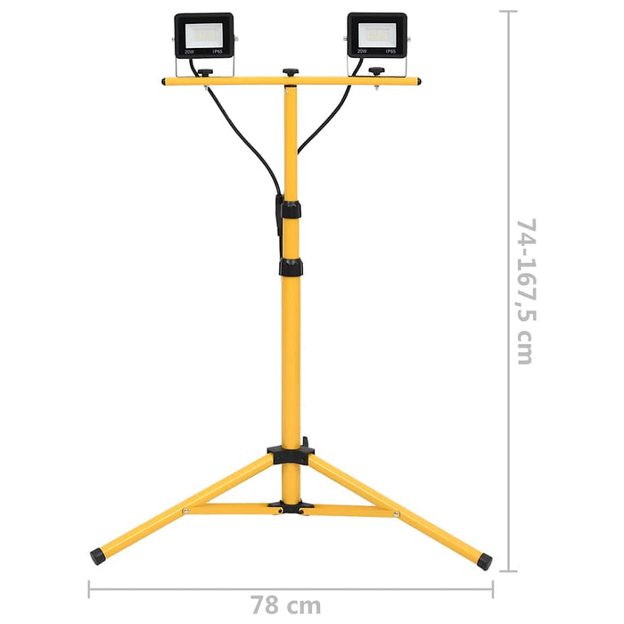 Proiector cu LED și trepied, 2x20 W, alb rece - WALTI WALTI