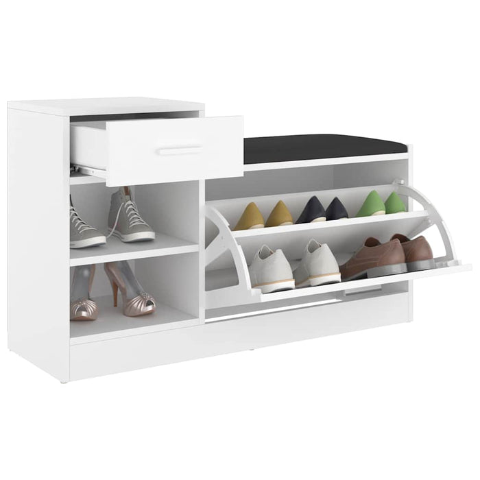 Banchetă pantofar, alb, 94,5x31x57 cm, lemn prelucrat WALTI