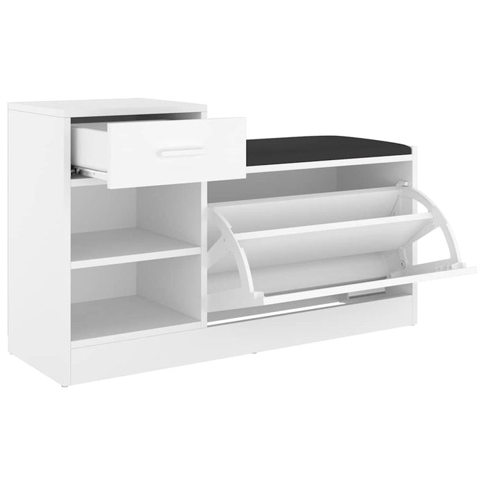 Banchetă pantofar, alb, 94,5x31x57 cm, lemn prelucrat WALTI