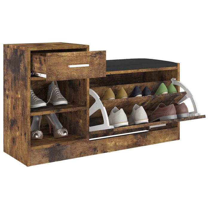 Banchetă pantofar, stejar afumat, 94,5x31x57 cm, lemn prelucrat WALTI