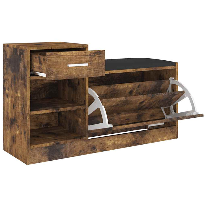 Banchetă pantofar, stejar afumat, 94,5x31x57 cm, lemn prelucrat WALTI