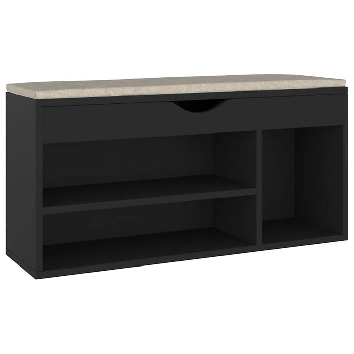 Banchetă pantofar cu pernă, negru, 104x30x49 cm, lemn prelucrat - WALTI WALTI
