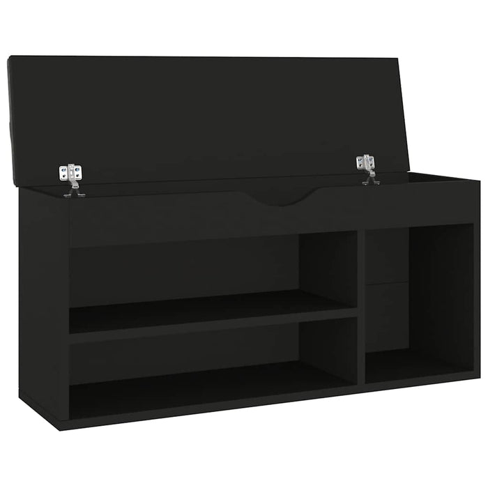 Banchetă pantofar cu pernă, negru, 104x30x49 cm, lemn prelucrat - WALTI WALTI