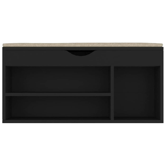 Banchetă pantofar cu pernă, negru, 104x30x49 cm, lemn prelucrat - WALTI WALTI