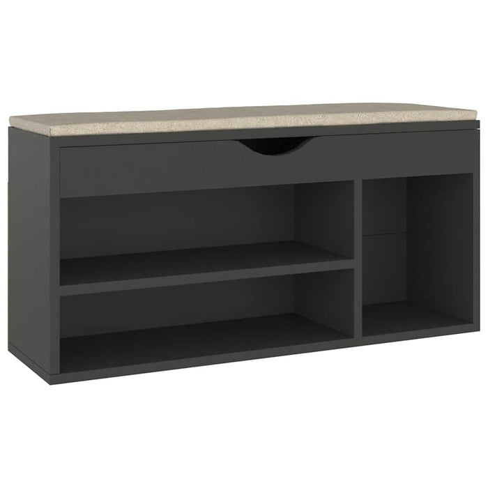 Banchetă pantofar cu pernă, gri, 104x30x49 cm, lemn prelucrat - WALTI WALTI