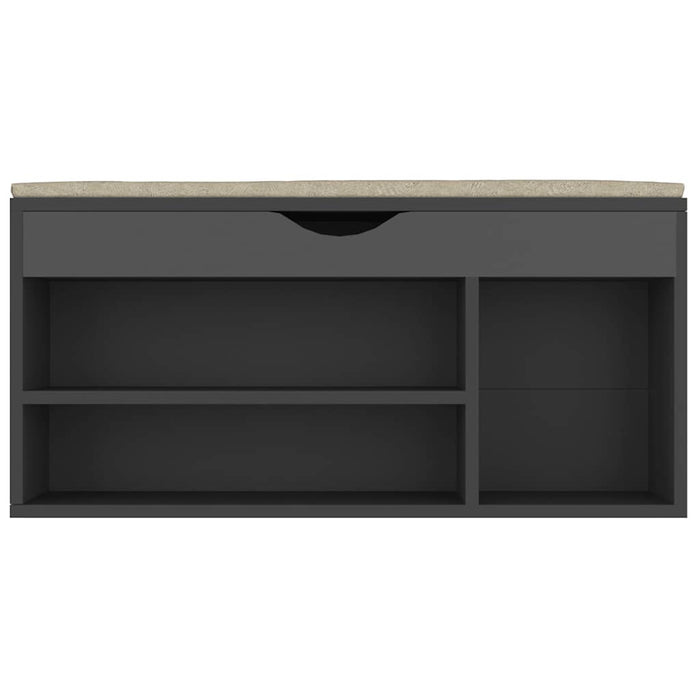 Banchetă pantofar cu pernă, gri, 104x30x49 cm, lemn prelucrat - WALTI WALTI