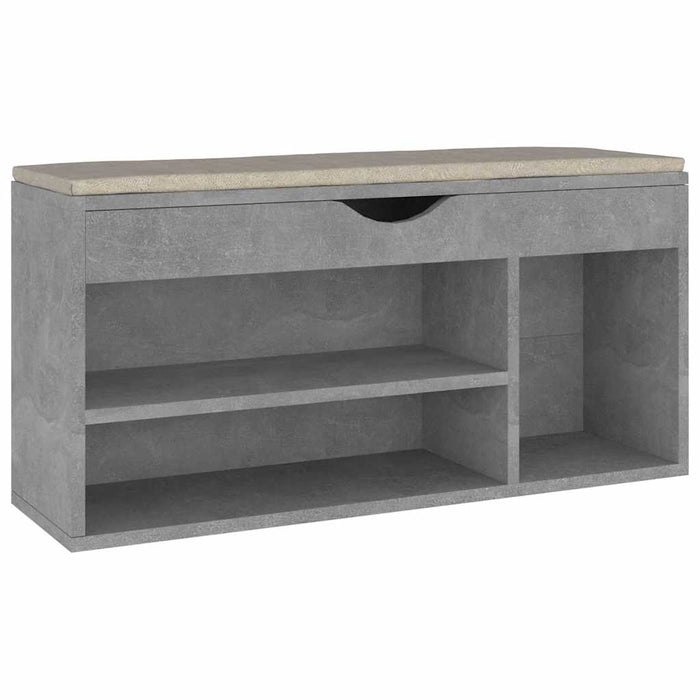 Bancă pantofar cu pernă gri beton 104x30x49 cm, lemn prelucrat - WALTI WALTI