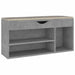 Bancă pantofar cu pernă gri beton 104x30x49 cm, lemn prelucrat - WALTI WALTI