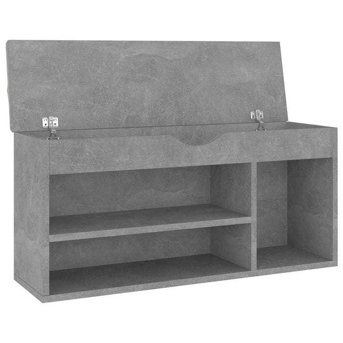 Bancă pantofar cu pernă gri beton 104x30x49 cm, lemn prelucrat - WALTI WALTI