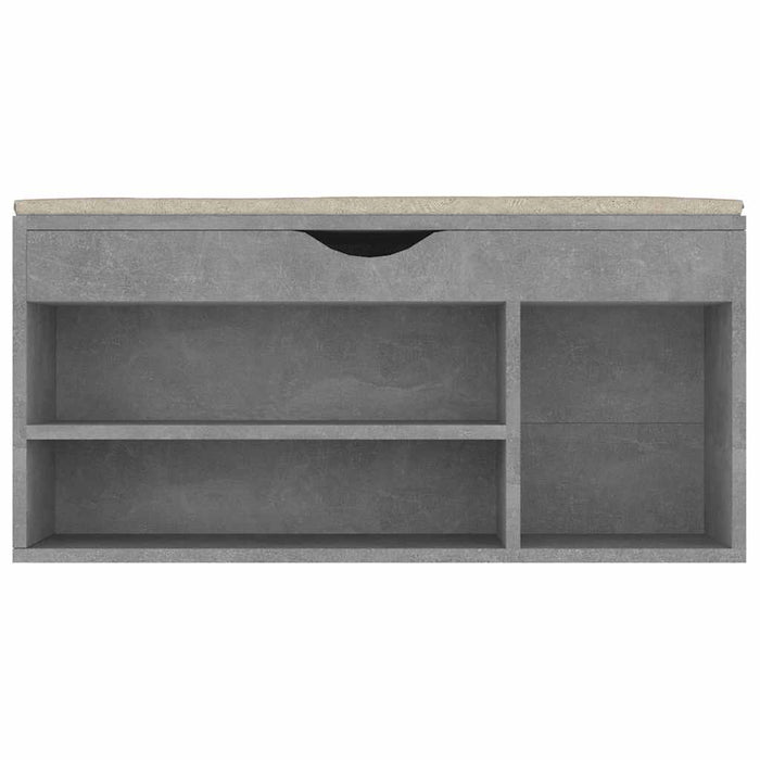 Bancă pantofar cu pernă gri beton 104x30x49 cm, lemn prelucrat - WALTI WALTI