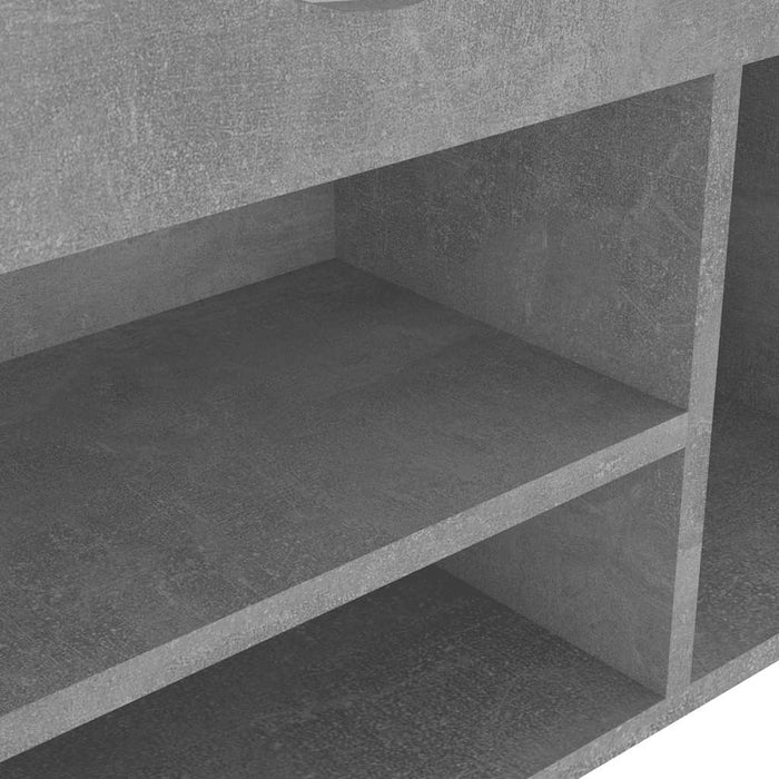 Bancă pantofar cu pernă gri beton 104x30x49 cm, lemn prelucrat - WALTI WALTI