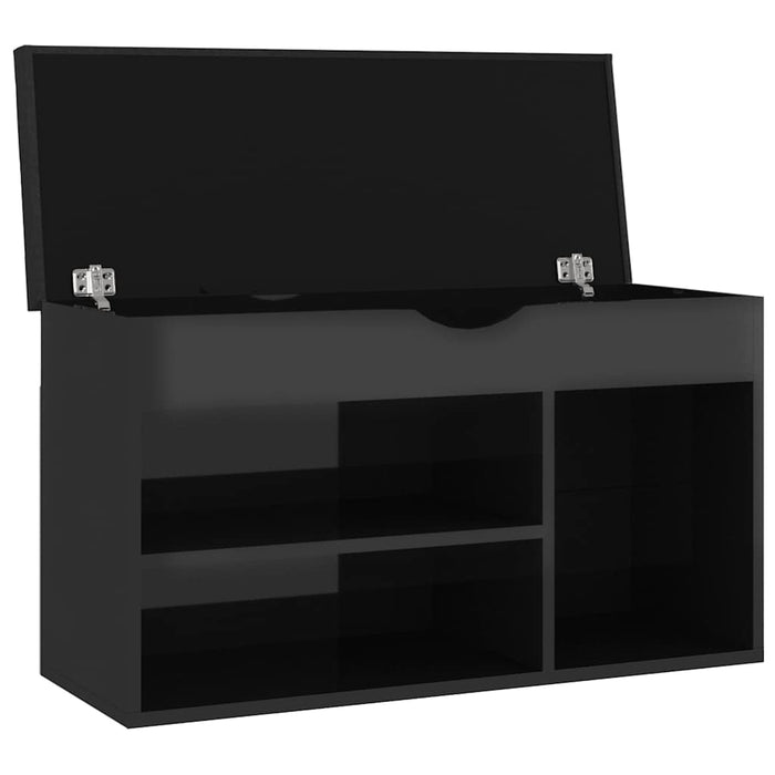 Pantofar cu pernă, negru extralucios 80x30x47cm, lemn prelucrat - WALTI WALTI