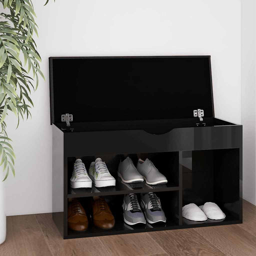 Pantofar cu pernă, negru extralucios 80x30x47cm, lemn prelucrat - WALTI WALTI