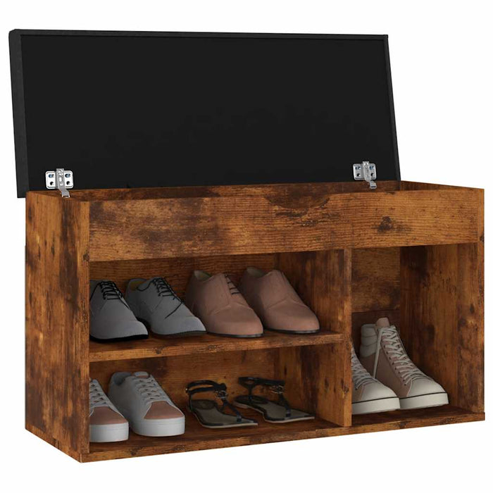 Pantofar cu pernă, stejar afumat, 80x30x47 cm, lemn prelucrat - WALTI WALTI