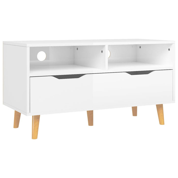 Comodă TV, alb extralucios, 90x40x48,5 cm, lemn prelucrat - WALTI WALTI