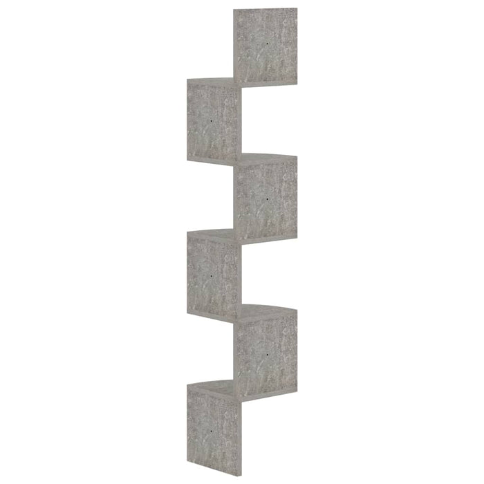 Raft de perete de colț, gri beton, 19x19x123 cm, lemn prelucrat - WALTI WALTI