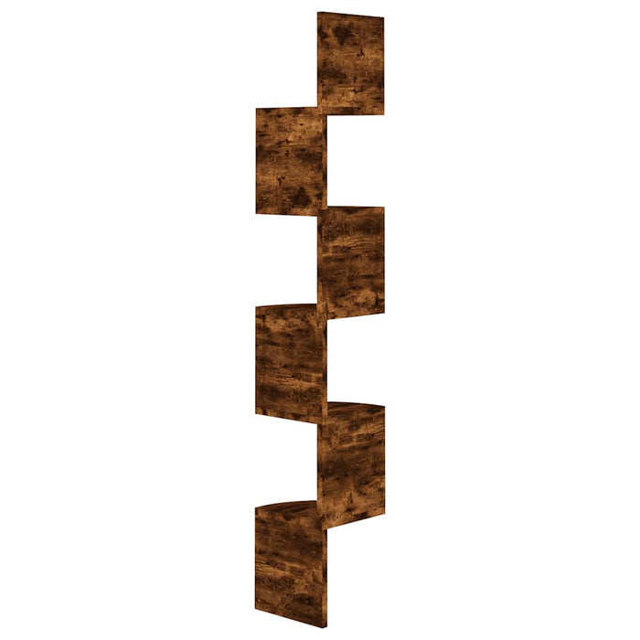 Raft de perete de colț stejar afumat 19x19x123cm lemn prelucrat WALTI