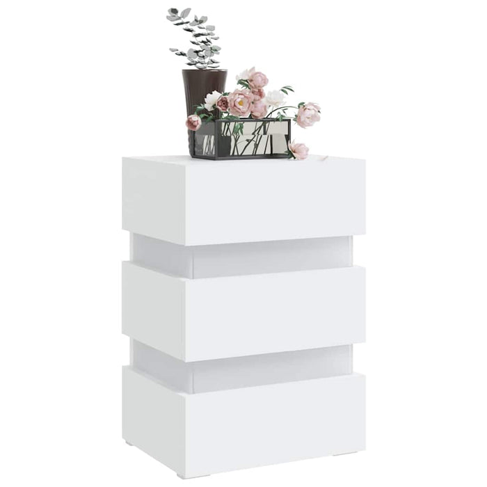 Dulap noptieră cu LED, alb, 45x35x67 cm, lemn prelucrat - WALTI WALTI