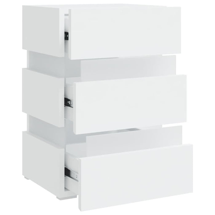 Dulap noptieră cu LED, alb, 45x35x67 cm, lemn prelucrat - WALTI WALTI