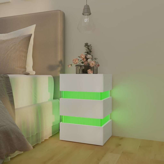Dulap noptieră cu LED, alb, 45x35x67 cm, lemn prelucrat - WALTI WALTI