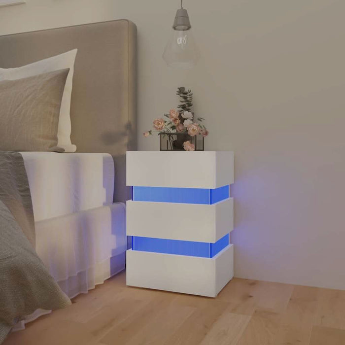 Dulap noptieră cu LED, alb, 45x35x67 cm, lemn prelucrat - WALTI WALTI