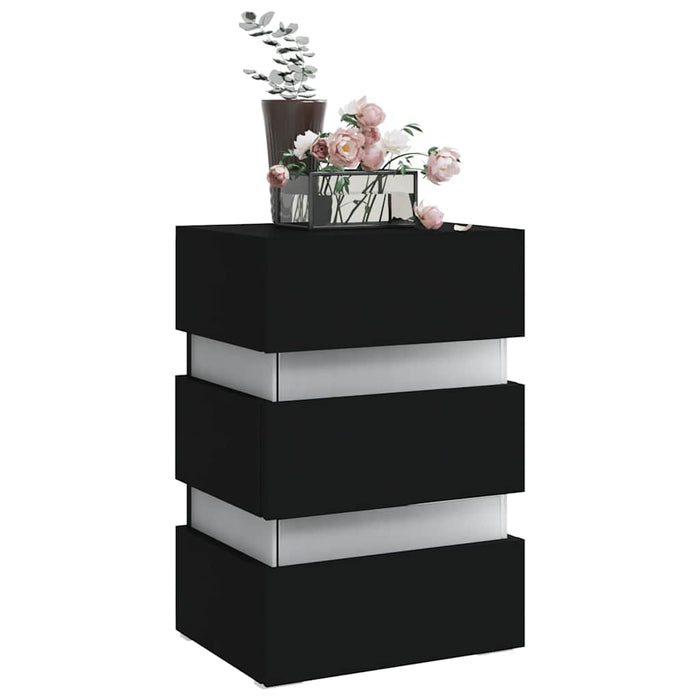 Dulap noptieră, cu LED, negru, 45x35x67 cm, lemn prelucrat - WALTI WALTI