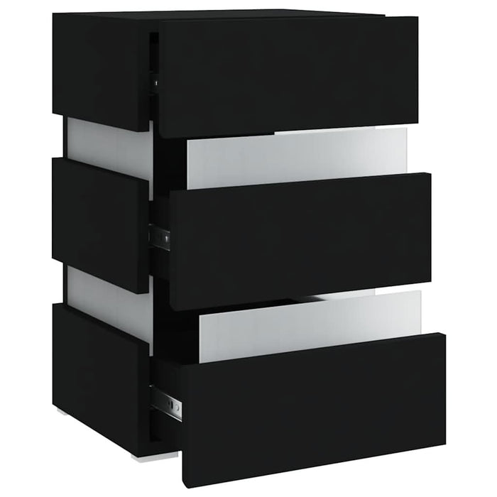Dulap noptieră, cu LED, negru, 45x35x67 cm, lemn prelucrat - WALTI WALTI