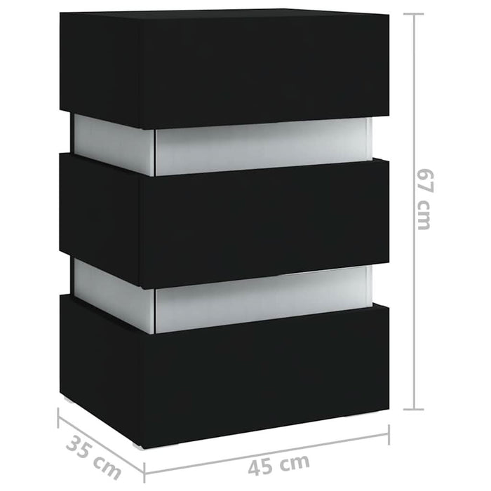 Dulap noptieră, cu LED, negru, 45x35x67 cm, lemn prelucrat - WALTI WALTI