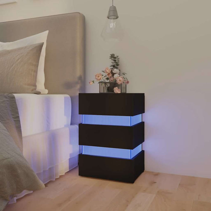 Dulap noptieră, cu LED, negru, 45x35x67 cm, lemn prelucrat - WALTI WALTI