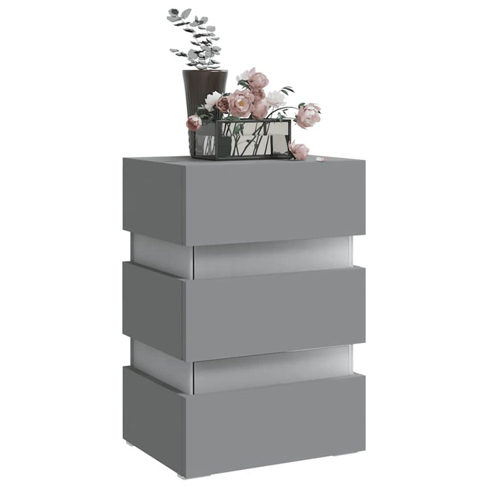 Dulap noptieră, cu LED, gri, 45x35x67 cm, lemn prelucrat WALTI