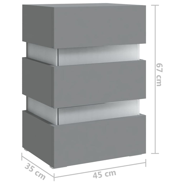 Dulap noptieră, cu LED, gri, 45x35x67 cm, lemn prelucrat WALTI