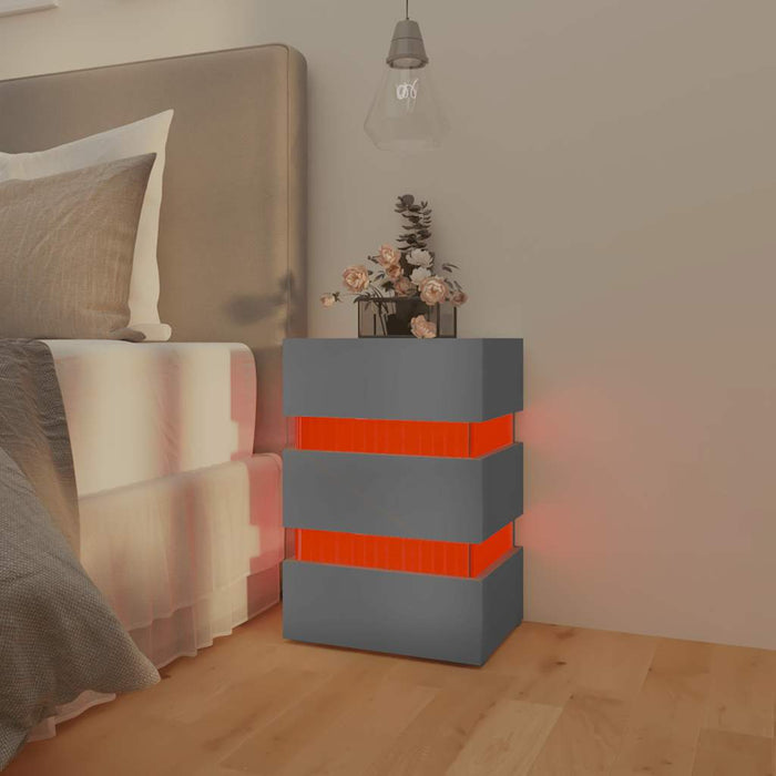 Dulap noptieră, cu LED, gri, 45x35x67 cm, lemn prelucrat WALTI