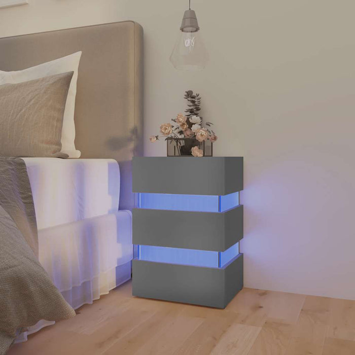 Dulap noptieră, cu LED, gri, 45x35x67 cm, lemn prelucrat WALTI