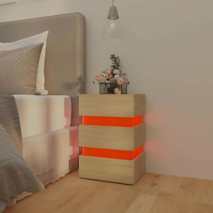 Dulap noptieră cu LED stejar sonoma, 45x35x67 cm lemn prelucrat - WALTI WALTI