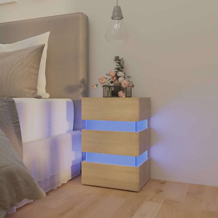 Dulap noptieră cu LED stejar sonoma, 45x35x67 cm lemn prelucrat - WALTI WALTI